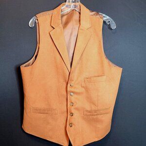Vintage Waistcoat Vest Alan Fusser Faux Suede Brown India Med